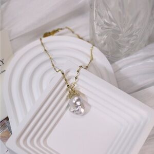 Gold Castle FreshwaterBaroque Pearl Necklace - High Luster Unique Statement Piec